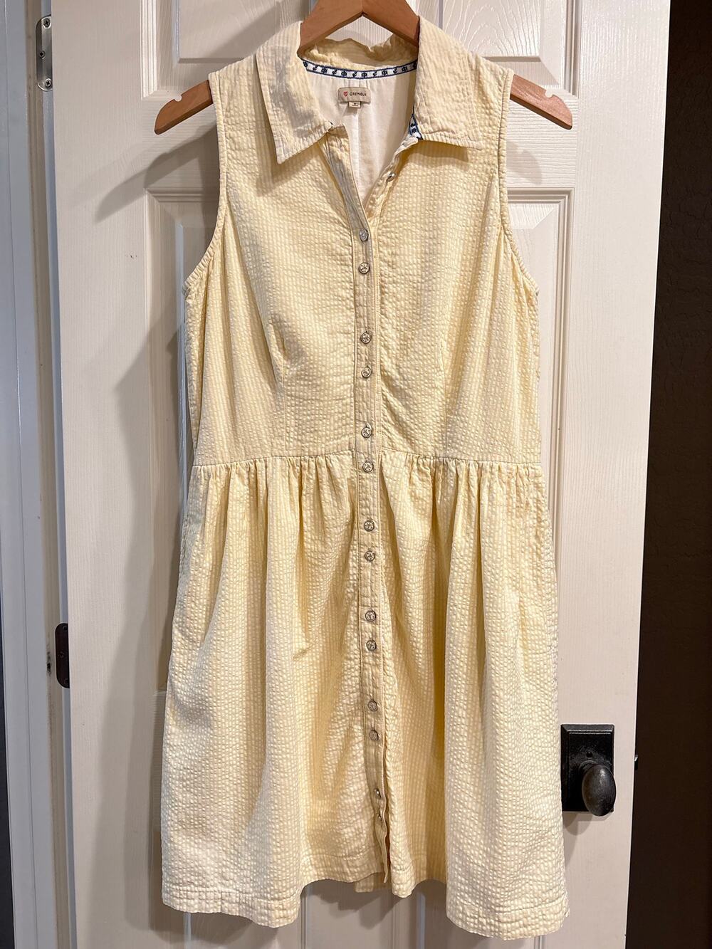 CREMIEUX Yellow White Striped Sundress Size 8 Resort Preppy Summer Midi Coastal